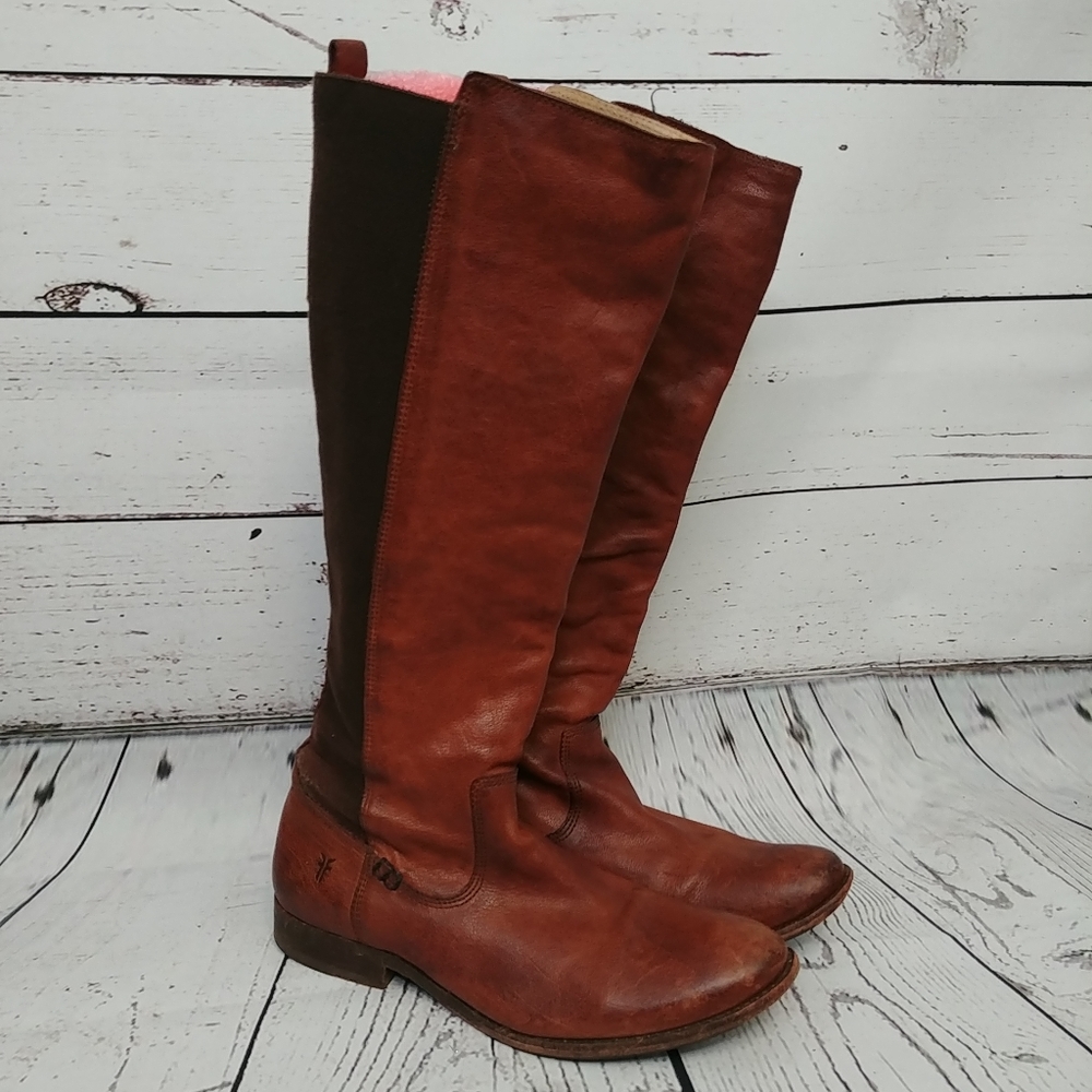 Frye Molly Gore Leather Elastic Riding Boots